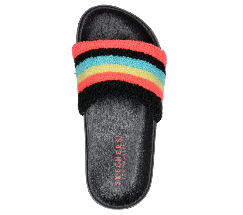 Dívčí Sandály Skechers Sunny Slides - Stripe Brights Černé Viacfarebný | CZ.310992LBKMT